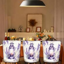 2/4/6 Stücke Lavendel Muster Leinen Stuhlbezüge, geeignet für Heim-Dekoration, Wohnzimmer, Esszimmer, Garten, Hotel, Party, waschbares Polyestermaterial, Stuhlsitzbezüge