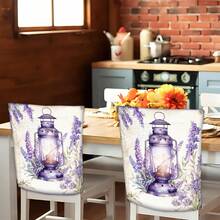 2/4/6 Stücke Lavendel Muster Leinen Stuhlbezüge, geeignet für Heim-Dekoration, Wohnzimmer, Esszimmer, Garten, Hotel, Party, waschbares Polyestermaterial, Stuhlsitzbezüge