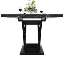 Utdragbart matbord, matbord, köksbord, balkongbord, matbord i trä, utdragbart matbord, 120–160 cm, plats för upp till 6 personer, svart - Svart - Visa 5