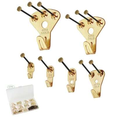 very goodLNHF para lienzos, imagen de oficina para madera/drywall, 127 Uds., Kit para colgar cuadros de alta resistencia con clavos, perchas profesionales