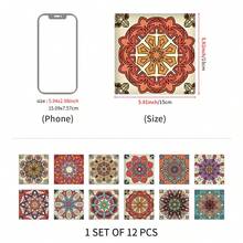 12pcs Bohemian Floral Ceramic Tile Stickers, Self-Adhesive PVC Stickers For Kitchen Backsplash, Bathroom And Stair Walls - Easy To Apply And Remove, 10/15/20cm*12pcs - Multicolor - View 13