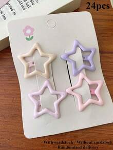 Conjunto de 24 Presilhas de Cabelo Geométricas Coloridas em Formato de Coração - Acessório de Cabelo Personalizado e Versátil para Meninas, Presilhas de Garra, Grampos de Cabelo, Presilhas de Orelha