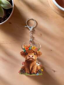 Ciondolo in acrilico carino a forma di mucca delle Highlands, ciondolo di yak con corona, decorazione piatta in acrilico 2D, vitello carino e farfalla seduti sull'erba, ciondolo per auto, portachiavi famiglia di vitelli cartoni animati carini, decorazione per borse, ciondolo a forma di drago e gambero, motivo carino di yak, ciondolo per auricolari, ciondolo per custodia del telefono, perfetto per chiavi d'auto, zaini e borse, regali carini per famiglia, insegnanti, amici, amanti, regali per il ritorno a scuola, regali per le vacanze - Multicolore - Visualizzare 6