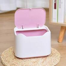 1.8 Galones Blanco Retire Discretamente Su Caja de Arena - Tapa Estilo Planta - Rosa Claro - Rosa - Ver 5