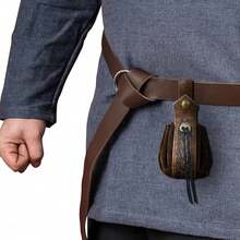 Medieval Faux Leather Drawstring Pouch, Retro Nordic Portable Coin Purse, Vintage Belt Pouch Dice Bag For LARP Renaissance Market - C - View 4