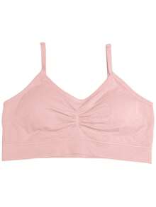 Zee Rucci Girls' Seamless Comfortable Cropped Top With Padded Bra And Straps, Sizes 4 To 16, Basic - Rosa - View 1