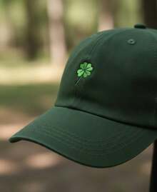 Unisex Adjustable Minimalist Clover Dad Hat Vintage Figure Cotton Embroidered Cap - Army Green - View 6