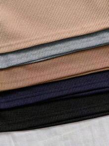 5 Sets (10 Stücke) Lässiges, einfarbiges Langarm-T-Shirt- und Hosen-Set für Kleinkinder (Jungen) aus weichem, bequemem Waffelstrickstoff, geeignet für Outdoor-Aktivitäten, Herbst/Winter - Verschiedenfarbig - Übersicht 5