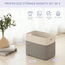 - Cestas de almacenamiento rectangulares de algodn, 2 unidades, Gris - Gris - Ver 5