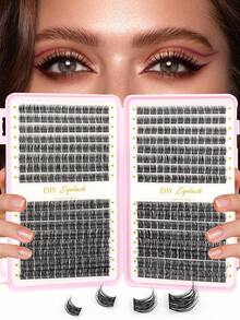 384/416pcs Individual False Eyelashes, Eyelash Book, Cluster Fake Lashes, DIY Home Eyelash Extension, Eyelash Cluster, Individual False Eyelashes, Eyelashes, Ideal For Beginners Daily Wear, Also Suitable For Weddings, Dates, Parties, Holidays, Especially Suitable For Christmas/Halloween/Gifts - Black - View 15