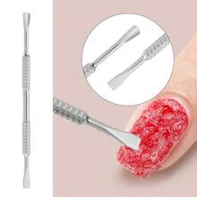 3件/1件装金属银色双头角质层推剪/修甲器，沙龙级不锈钢凝胶指甲油刮刀，耐用专业美甲修脚清洁工具，适用于指甲和脚趾甲