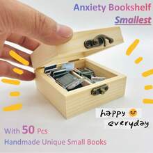 1Pc/2Pcs Anxiety Bookshelf (Contains 60/70/100 Miniature Books Set For Bookshelf Decoration - Handmade Unique Small Books), Anxiety Relief Gift For Adults And Teens, Various Miniature Illustrations Can Be Used For Stress Relief Paper Crafts And Home Decor - Mini Books Matchbox Decoration ,Mini Drawer Best Gift For House - Multicolor - View 21