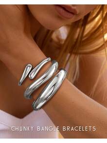 Milacolato Bangle Bracelets For Women, Dainty 14k Gold Plated Big Stackable Bangles Set,  Statement Women's Cuff Bracelet Stack Waterproof Chunky Bracelets Jewelry Gifts - nhiều màu90 - Xem 9