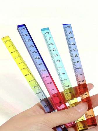 15cm/5.91in Gradient Color Ruler - Transparent Multicolor Scale Ruler (Pink, Yellow, Green, Blue, Purple) For Geometry, Drawing, Office And Study Use - Durable Smooth Surface, Precise Measuring Tool, Geometric Drawing Tool, Vivid Design, Transparent Material