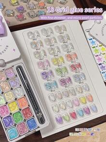 MORDDA New Fall/Winter Nail Art Kit - Bubble Galaxy Texture Glitter Gel With Fine Shimmer 18-Grid Press-On Gel Set High-Saturation Color Gels For Dazzling Shine Multi-Purpose Nail Styling Perfect For Professional Salon Designs Essential At-Home Nail Art - Nhiều màu - Xem 5