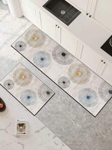 【热销！！！】1 件装软橡胶厨房地垫，3.5 毫米厚，简约风车图案，吸水性强，可自行裁剪以适应厨房尺寸，表面织物材质，中间海绵层，底部橡胶层，适用于厨房地毯、厨房装饰、婚礼装饰、家居装饰、浴室地垫、玄关地垫、洗衣房地垫、走廊地毯、客厅地垫等。 - 彩色 - 查看 3