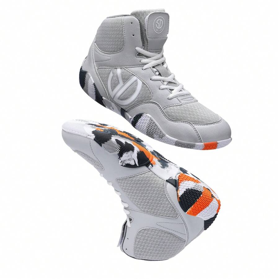 Men's Wrestling Shoes With Lightweight,Sdtdid Boxing Shoes Made Of Micro Suede For Gym,Powerlifting,Bodybuilding,Training Etc. - 灰色 - 查看 1