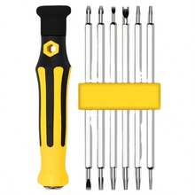 6-In-1 Multifunctional Screwdriver Batch U-Type Plum Blossom Triangle Shaped Bit Multifunctional Household Dismantling Screwdriver Driver Screwdriver Set Repair Toolkit A24 - Black and Yellow - View 8