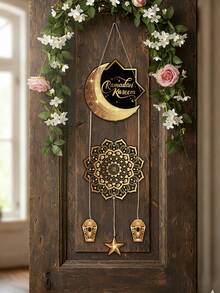 1pc Black & Gold Ramadan Hanging Decor, Ramadan Blessing Paper Hanging Decor, Moon & Star Lantern Design, Ramadan Door Hanging, Ramadan Blessing Decoration, Eid Mubarak Decoration, Islamic Ramadan Party Supplies, Ramadan Home Decor, Eid Al-Adha Decoration, Ramadan Gift - Black Gold - View 7