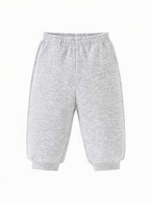 mini bala Baby Girl Infrared Fleece Jogger Pants Winter 2025, Anti-Bacterial Warm Sweatpants - Light Gray - View 4