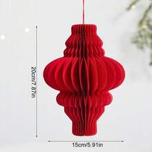 1个红色纸蜂窝灯笼装饰品，中国新年挂饰套装，无需用电，适用于婚礼、新娘送礼会、生日、周年纪念日、情人节 - 紅色 - 查看 27