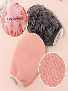 1pc/3pcs Exfoliating Bath Body Scrub Cleaning Mitt Bath Ball, Dead Skin Removal Glove, Dual-Sided Body Cleaning Tool For SPA Foam Massage, Exfoliating Towel, Reversible Bath Mitt For Peeling, Suitable For Hydrotherapy, Massage And Body Scrubbing, Body Scrub Bath Accessories, Dead Skin Remover And Face Massager, Pink, And Blue, - Multicolor - View 4