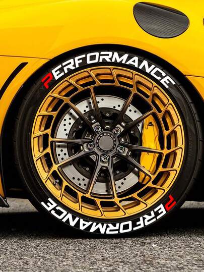 2 יחידות מדבקות אותיות לצמיגי ביצועים - מדבקות צמיגים בסגנון ספורט ומירוצים לרכב ואופנוע, ערכת אותיות ויניל אגרסיבית לחישוקי גלגלים, מראה ביצועים חזק, טקסט צמיג מותאם אישית מודגש, שדרוג DIY PVC עמיד למים לסגנון רחוב ומסלול