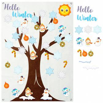 149件套季节树木毛毡板故事套装，可更换季节树木（春季、秋季）、花鸟、秋季枫树、南瓜毛毡横幅，适用于学前班家庭教室的大型墙面故事板