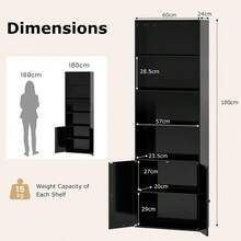 6-Tier Freestanding Bookcase Modern Bookshelf With Farmhouse Style Cabinet Doors Multipurpose Storage Cabinet With Display Rack And Adjustable Shelf For Office Living Room Study Black - Black - View 3