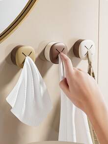 1个免钻孔毛巾架 - 易于清洁的浴室收纳架，适用于手巾和抹布，粘贴式墙面收纳方案，安装快捷，节省空间，适用于卫生间和淋浴房 - 彩色 - 查看 5