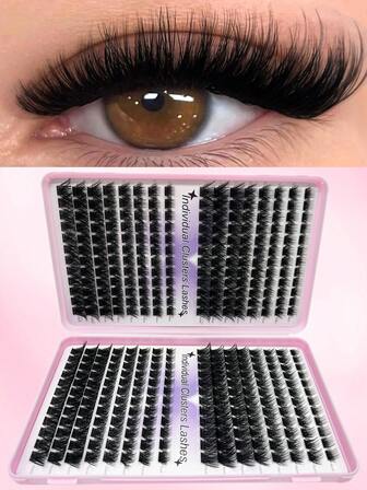 384pc Cluster Lash Book Kit - Salon DIY Eyelash Extensions | Easy Apply False Lashes, Reusable & Travel-Friendly