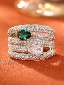 1 Chiếc nhẫn Cubic Zirconia lấp lánh dành cho nữ, quà tặng tiệc cưới, đính hôn, ngày lễ tình nhân - 1 # - Xem 13