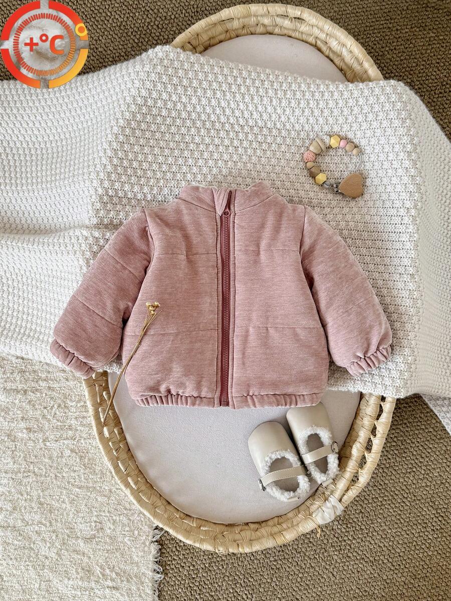 Toddler Baby Girl Thick Thermal Lined Zip-Up Short Jacket, Winter