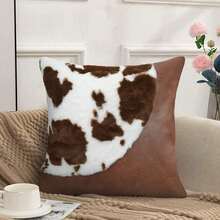 1pc Half Moon Cowhide Leather Milky Pillow Cover For Sofa Back Cushion (Pillow Core Not Included) - Multicolor - View 7