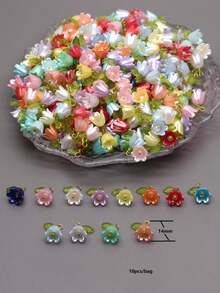 10 件时尚渐变粉色花朵吊坠可用作耳环项链铃兰串饰