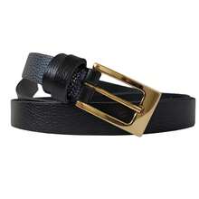 Casual Belt, Cowhide Leather, Buckle. - 黑色 - 查看 4