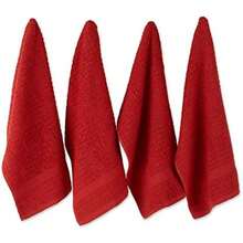 DII Trapo clásico para Platos, 100% de algodón, diseño de Ventana, para Uso Diario en la Cocina, Lavable en Lavadora, 30.48 cm x 30.48 cm, Juego de 6,(Rojo sólido Toalla de cocina Terry Waffle) - Multicolor - Ver 1