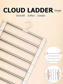 Multi-Tier Pants Rack, Saves 80% Space, Multi-Functional Non-Slip Ladder Design, Can Hang Scarves, Jeans, Pants, Ties, Bedsheets Etc., Dorm Essential Wardrobe Storage Organizer, Ideal For Holiday Preparation, Effortless Assembly, Quick Installation, Minimalist & Practical, Keeps Your Beloved Clothes Within Reach - Multicolor - View 8