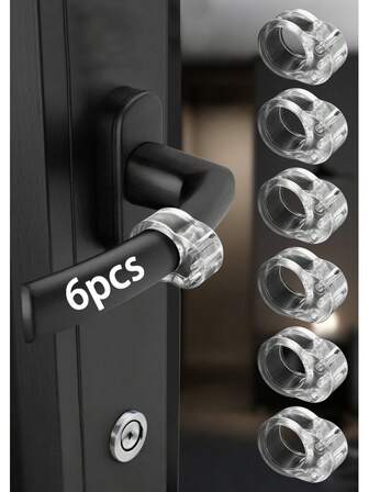 6个透明O型门把手防撞保护器，隔音，无需钻孔，适用于浴室、窗户，防止碰撞