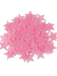 100 件夜光星形墙贴，现代 PVC 墙贴，用于家庭墙壁装饰，贴纸，墙贴，乙烯基贴花，用于家庭装饰，春季装饰品，让您的家焕然一新，拉玛装饰贴纸礼物生日毕业学校装饰学校惊喜宿舍装饰返校房间装饰学校用品 - 粉色 - 查看 8