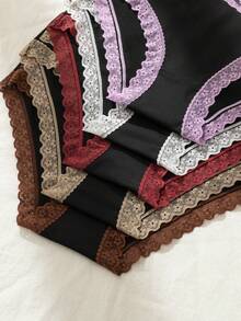 5pcs/Pack Sexy Lace Patchwork Panties, Bow Decor, Soft & Comfortable Underwear, Suitable For Daily Wear & Sports, Fashionable Women's Briefs - Multicolor - View 5