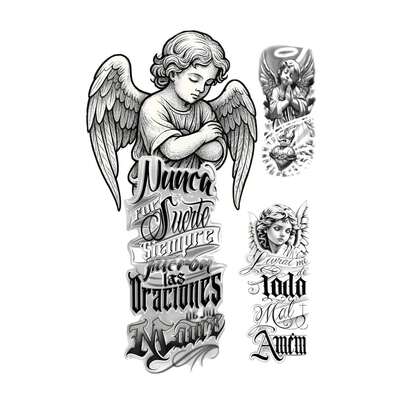 3 Tatuagens Temporária Anjos -  Um 16x27 - Dois 4x10