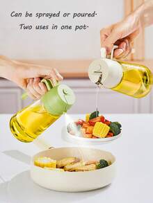 1pc Glass Oil Sprayer Bottle, Kitchen Oil Spray Bottle, Creative Oil Sprayer, Suitable For Salad, BBQ, Kitchen, Baking, Camping, Picnic, 470ml Mist Bottle, Spray Or Pour, 2-In-1 Design - Multicolor - View 3