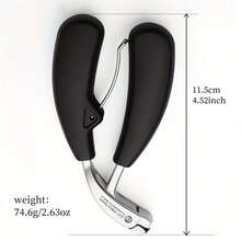 1pc G31 Premium Nail Clipper, Modern Design, Stainless Steel Blade, Concave Edge And Wide Opening, Suitable For Thick Nails, Anti-Splash Long Handle, Curved Cuticle Trimmer - Black - View 3