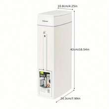 Space-Saving Ultra-Thin Corner Trash Can With Toilet Brush And Holder – Compact Rectangular Bathroom Waste Bin, Durable Plastic Design, Battery-Free, Suitable For Home Use, Compatible With Toilet Paper Holder And Bathroom Accessories, Maximizes Space Efficiency, Multi-Functional Cleaning Tool - White - View 3