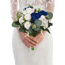 باقات زفاف للعروس والوصيفات، زهور الورد الاصطناعية البيضاء والشمبانيا لديكور الزفاف، باقة زهور عاجية اصطناعية لحفلات الزفاف والمناسبات والأعياد والمائدة المركزية لعيد الميلاد وعيد الحب - أبيض - مشاهدة 13