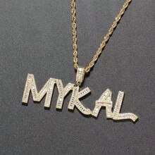 قلادة حرف شخصية مخصصة على شكل شبه منحرف مع سلسلة مضفرة بطول 20 بوصة، مناسبة للارتداء اليومي والهدايا، للجنسين