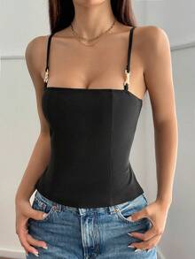 Top de mujer de verano, sexy, joven, con diseño de chica caliente y sensación de halter - Negro - Ver 4