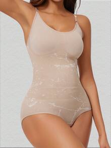 Adjustable Strap Shapewear Bodysuit, High Elasticity Waist Cincher Butt Lifter Bodysuit - Apricot - View 3