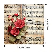 12 قطعة من دفتر ورق الورد الرومانسي لعيد الحب، ورق حرفي بتصميم ورقة موسيقية للتجليد والتدوين والبطاقات وتزيين ألبومات الصور - متعدد الألوان - مشاهدة 2